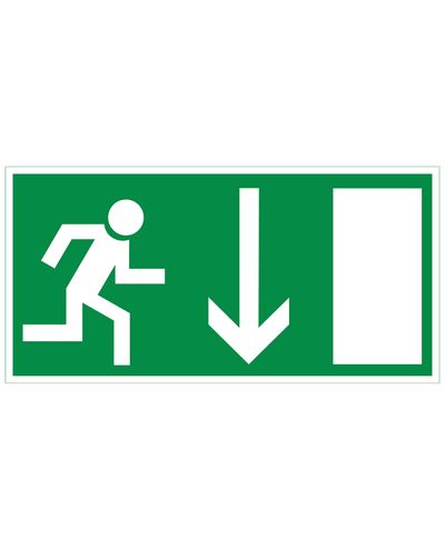 Nödutgång nedan, Ibond aluminium efterlysande, 300x150 mm