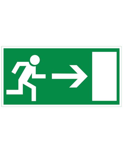 Nödutgång åt höger, Självlysande klistermärke, 300x150 mm Nödutgång åt höger, Självlysande klistermärke, 300x150 mm