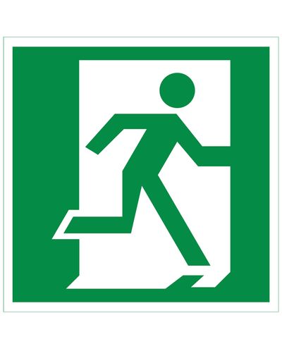 Utgångsskylt, höger, retroreflekterande klistermärke, 200x200 mm
