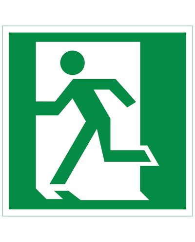 Utgångsskylt vänster, Plastreflex 1 mm, 200x200 mm