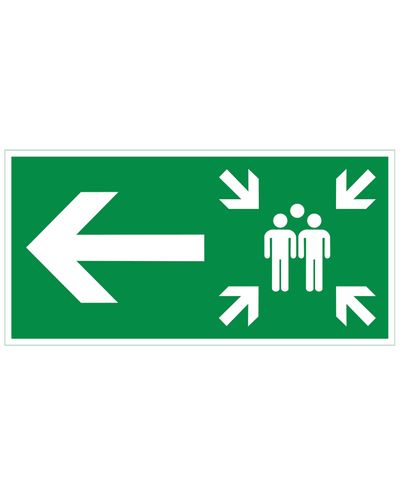 Samlingplats pil vänster, plast efterreflekterande 1 mm, 300x150 mm