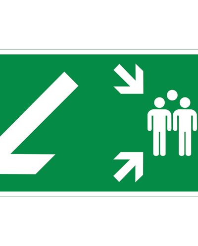 Samlingplats pil ned vänster, Ibond aluminium efterreflekterande, 300x150 mm Samlingplats pil ned vänster, Ibond aluminium efterreflekterande, 300x150 mm
