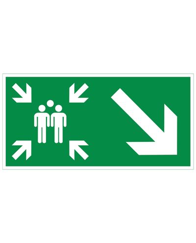 Samlingplats pil nedåt höger, plast efterreflekterande 1 mm, 300x150 mm