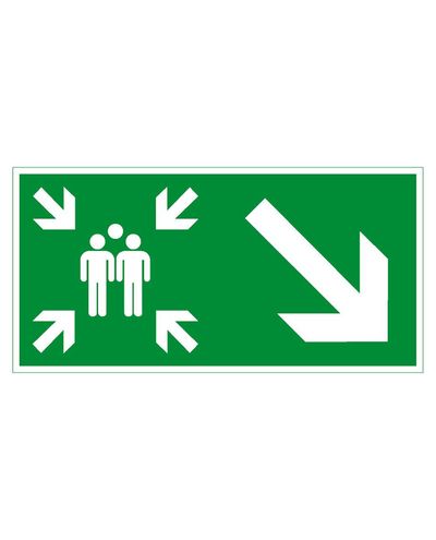 Samlingplats pil nedåt höger, plast efterreflekterande 1 mm, 300x150 mm