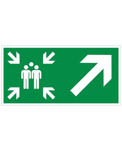 Samlingplats pil uppåt höger, Ibond aluminium efterreflekterande, 300x150 mm