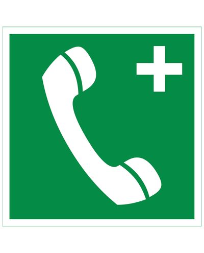 Nödtelefon plus, Reflekterande klistermärke, 200x200 mm