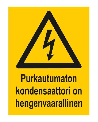 Icke-urladdningsbar kondensator, Klistermärke, 200x300 mm