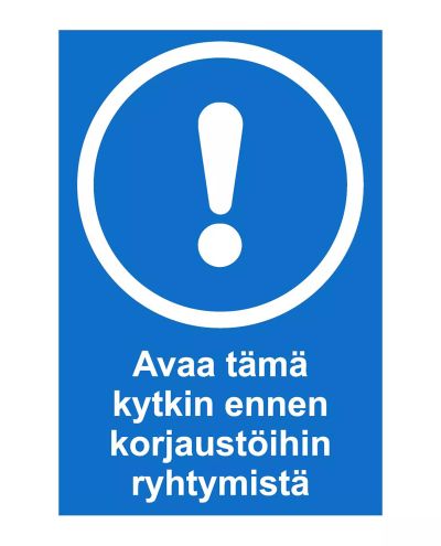 Öppna denna brytare, Klistermärke, 200x300 mm