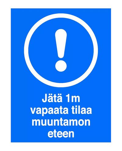 Lämna 1 m fritt utrymme för transformator, Magnet, 200x300 mm