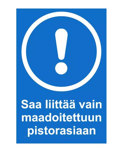 Får endast anslutas till jordat uttag, Etikett, 200x300 mm