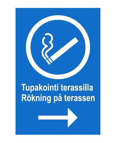 Rökning på terrassen Svensk, Klistermärke, 200x300 mm