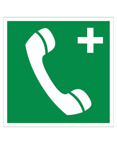 Nödtelefon plus, Reflekterande klistermärke, 200x200 mm