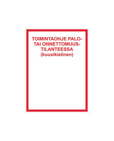 Instruktioner vid brand eller olycka, Klistermärke, 200x300 mm