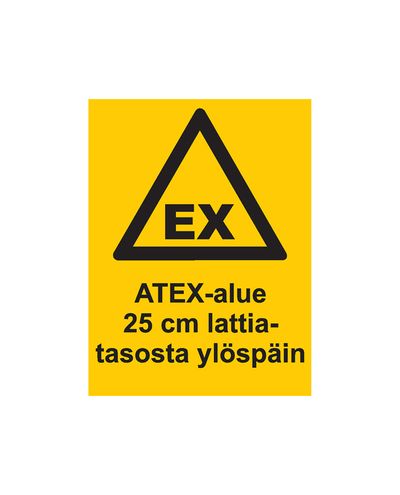 Atex-område 25 cm från golvnivå och uppåt, klistermärke, 200x300 mm