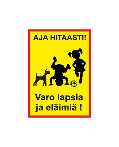 Kör långsamt, se upp för barn och djur som leker, Klistermärke, 400x600 mm Kör långsamt, se upp för barn och djur som leker, Klistermärke, 400x600 mm
