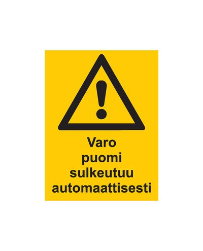 Se upp, bommen stängs automatiskt, Klistermärke, 200x300 mm