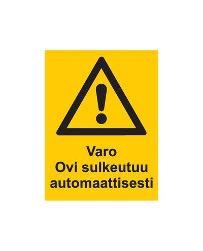 Se upp, dörren stängs automatiskt, Klistermärke, 200x300 mm