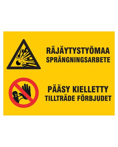Ingen åtkomst till sprängplatsen, klistermärke, 300x400 mm
