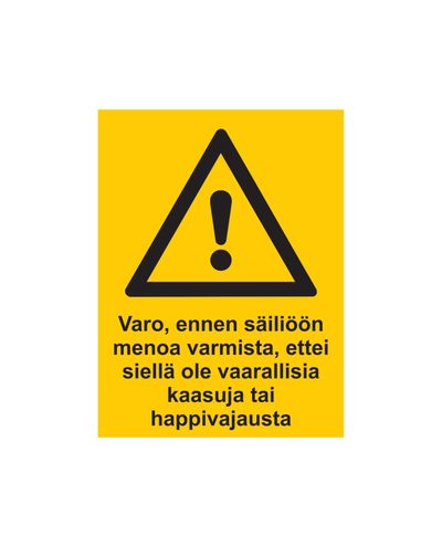 Var försiktig innan du går ner i tanken, se till att, Klistermärke, 200x300 mm