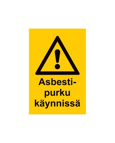 Asbestsanering pågår, Klistermärke, 200x300 mm