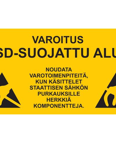 Varning ESD-skyddat område, Klistermärke, 400x200 mm