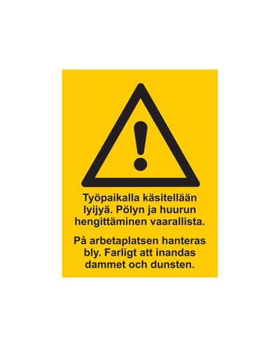 Bly hanteras på arbetsplatsen, Klistermärke, 200x300 mm