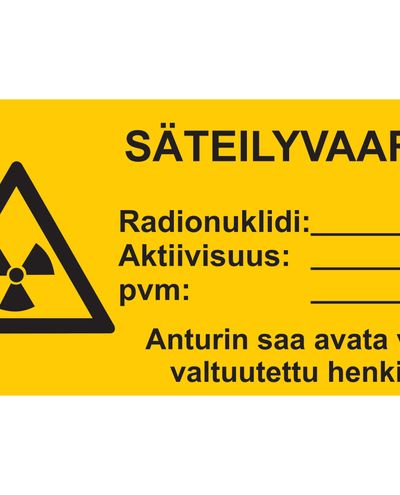 Strålningsrisk, Klistermärke, 400x200 mm