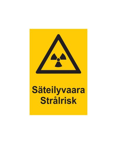 Strålningsrisk, Klistermärke, 200x300 mm