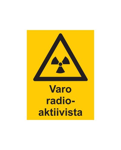 Se upp för radioaktivitet, klistermärke, 200x300 mm