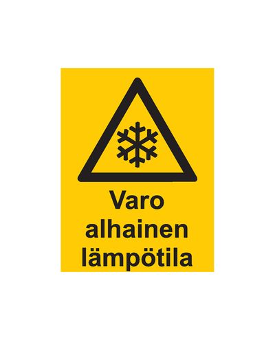 Se upp för låg temperatur, Klistermärke, 200x300 mm