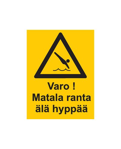 Grunt vatten, hoppa inte, klistermärke, 200x300 mm