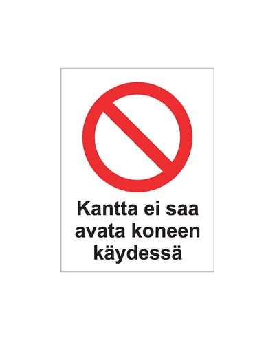 Öppna inte locket medan maskinen är igång, Klistermärke, 200x300 mm