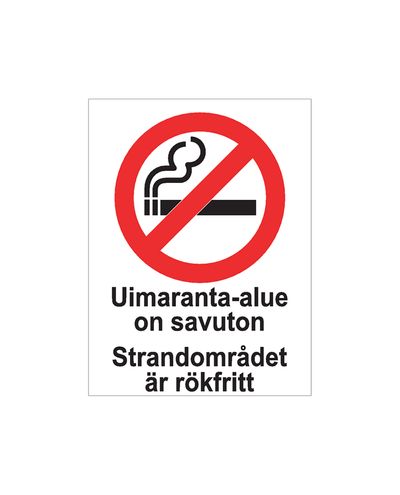 Strandområdet är rökfritt, svenskt, klistermärke, 200x300 mm