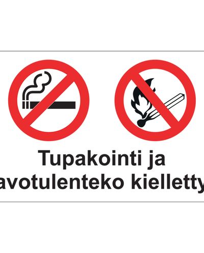 Rökning och öppen låga förbjudna, Plast 1mm, 400x300 mm
