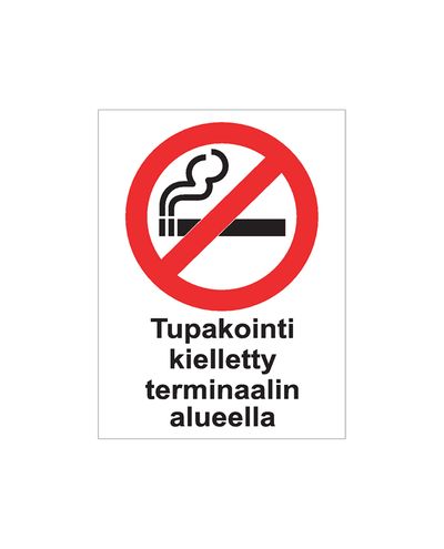 Rökning förbjuden i terminalområdet, klistermärke, 200x300 mm