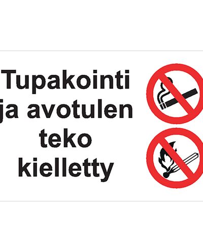 Rökning och öppen låga förbjudna, Klistermärke, 400x200 mm