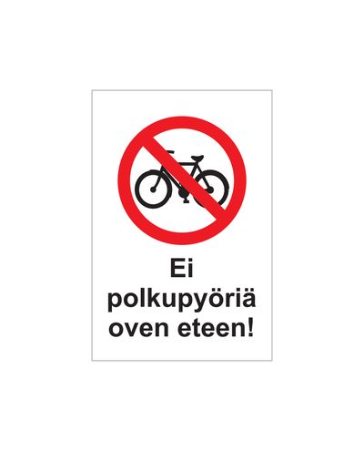 Inga cyklar framför dörren, klistermärke, 200x300 mm