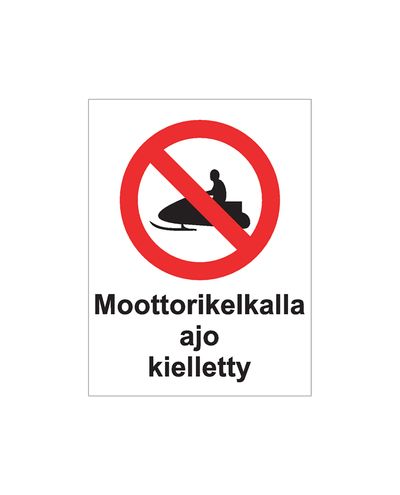 Snöskoterkörning förbjuden, Klistermärke, 200x300 mm