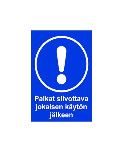 Platser som ska rengöras, Klistermärke, 200x300 mm