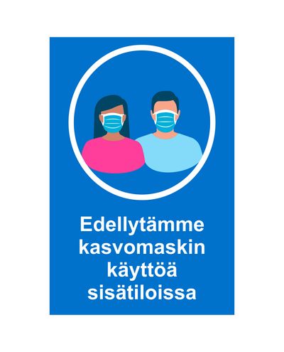 Vi kräver användning av ansiktsmask inomhus, Ibond, 200x300mm