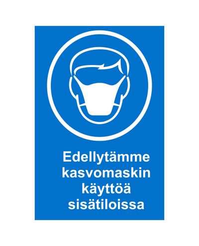 Vi kräver användning av ansiktsmask inomhus, Ibond, 200x300mm