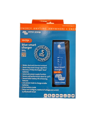 Batteriladdare Victron, 12V/15A, automatisk laddare IP65, Bluetooth