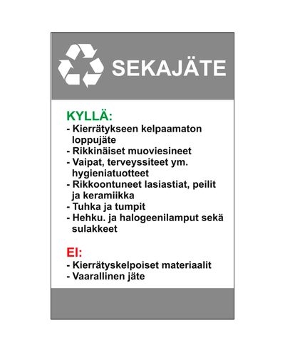 Instruktioner för blandat avfall, Ibond, 200x300mm