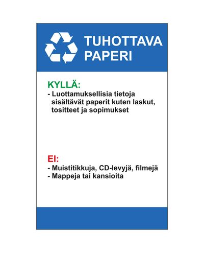 Instruktioner för förstörbart papper, Ibond, 200x300mm