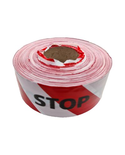 Avspärrningstejp röd/vit STOP 500m x 75mm
