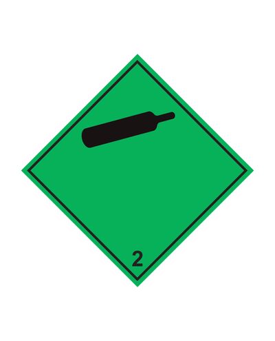 Klass 2.2 Icke brandfarliga gaser, Klistermärke, 100x100 mm