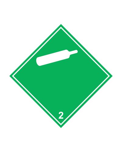 Klass 2.2 Icke-brännbara gaser nega, Klistermärke, 100x100 mm
