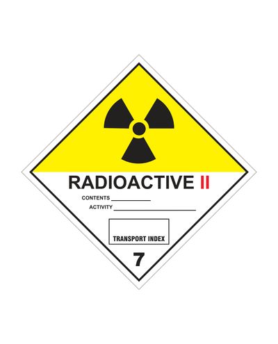 Radioaktiva material klass 7B, klistermärke, 100x100 mm
