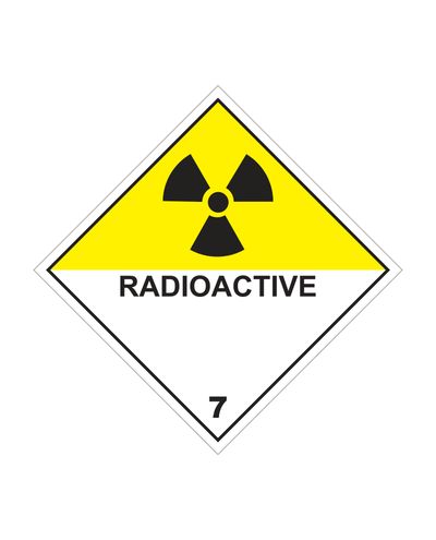 Radioaktiva material klass 7D, klistermärke, 100x100 mm