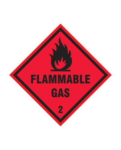 Klass 2.1 Brandfarlig gas, klistermärke, 100x100 mm